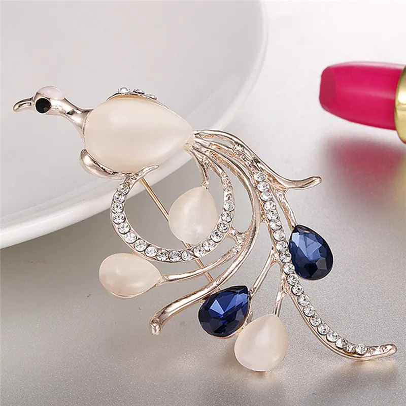 Темно синий цвет птица булавки и броши свадебные Опал CZ стразы Феникс Броши новая