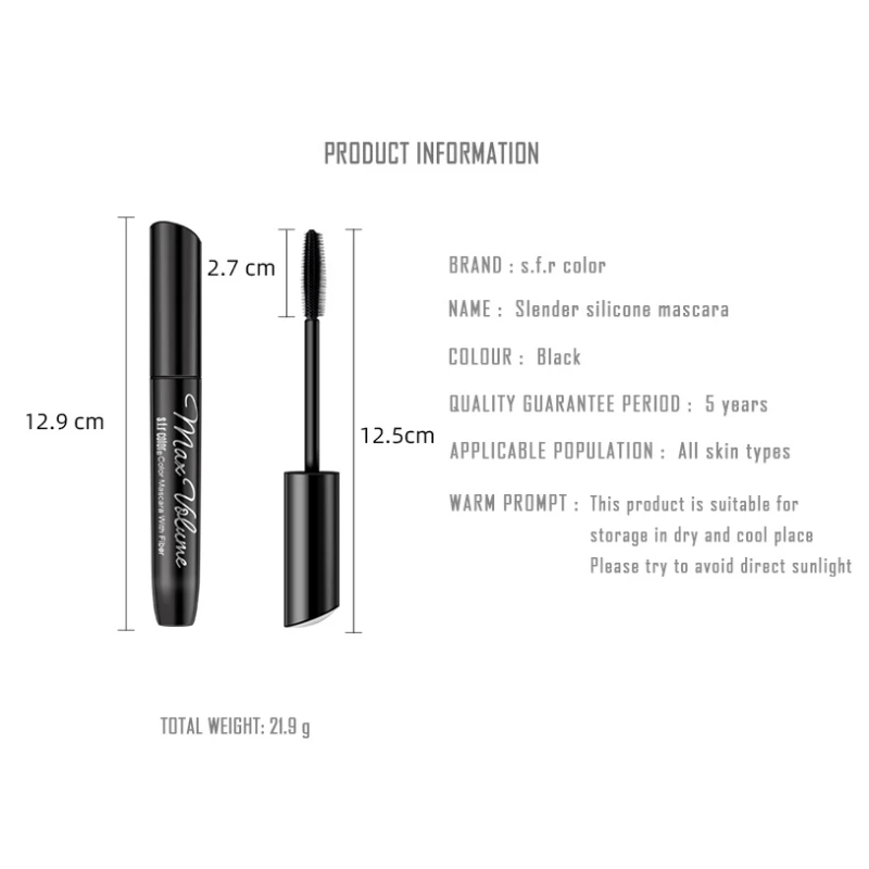 Водостойкая долговечная 3D тушь для ресниц из стекловолокна густая натуральная