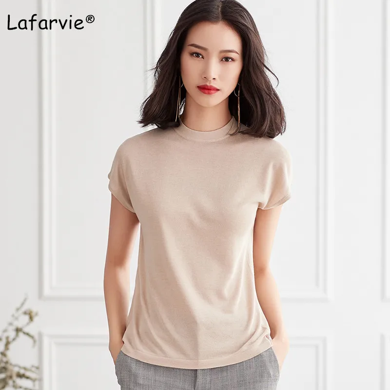 Lafarvie трикотажная льняная Кофта женская летняя тонкая мягкая удобная рубашка
