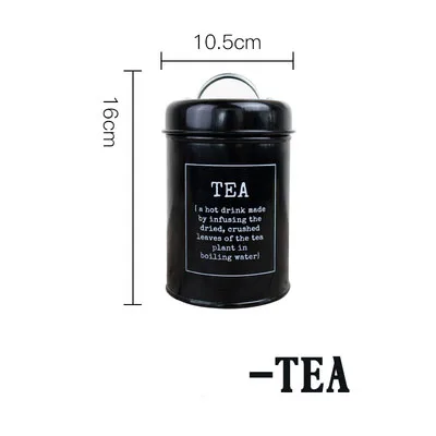 Black TEA Кухонная герметичная железная коробка для чая, кофе, сахара, банки для хранения, Скандинавия, конфеты, круглая металлическая герметичная банка, контейнер для сухого молока, бутылка - Цвет: Black TEA