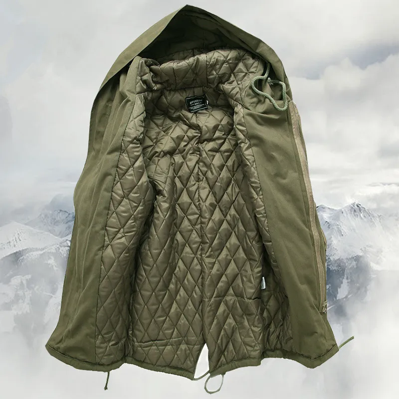 Мужская хлопковая куртка теплая Длинная ветровка с капюшоном большие размеры