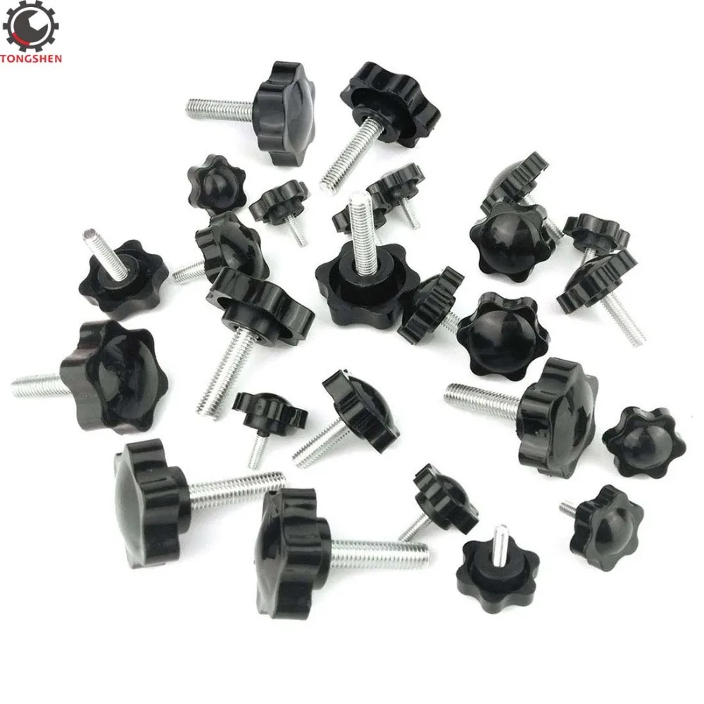 

26Pcs Plastic Hex Shaped Thread Replacement Hand Knob Tightening Screw Knob Quick Removal Clamping Screw Knob Star Knobs