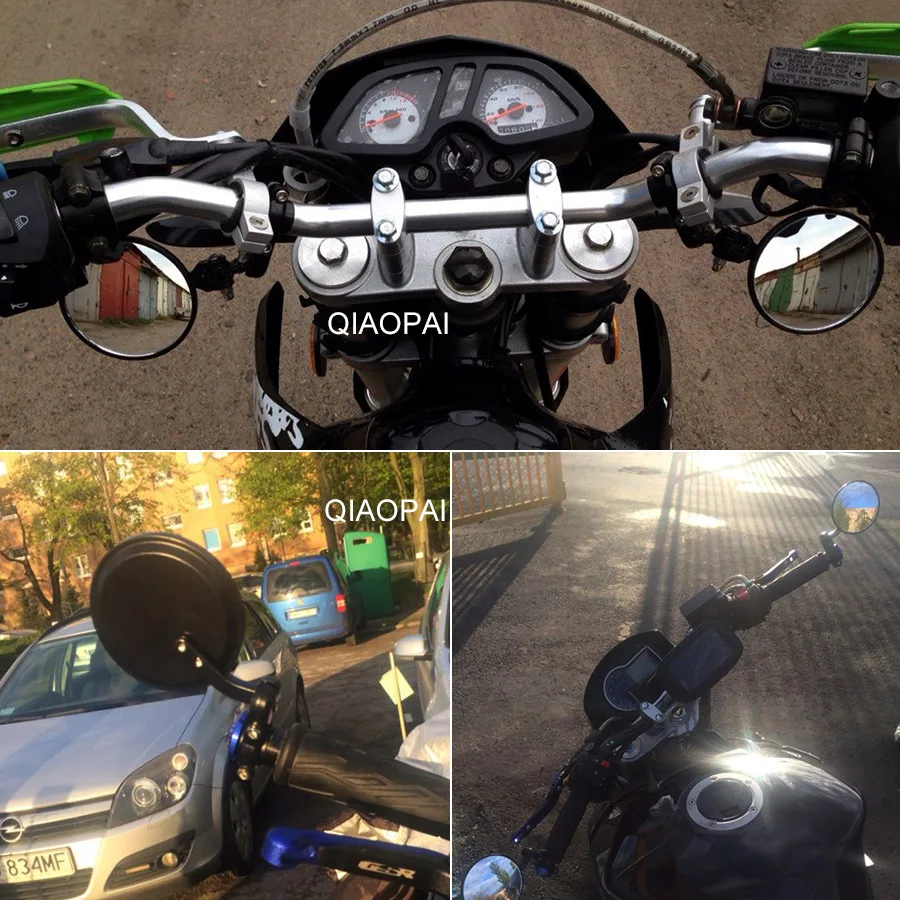 Универсальное зеркало заднего вида для мотоцикла и скутера 3 &quotкруглые 7/8&quot