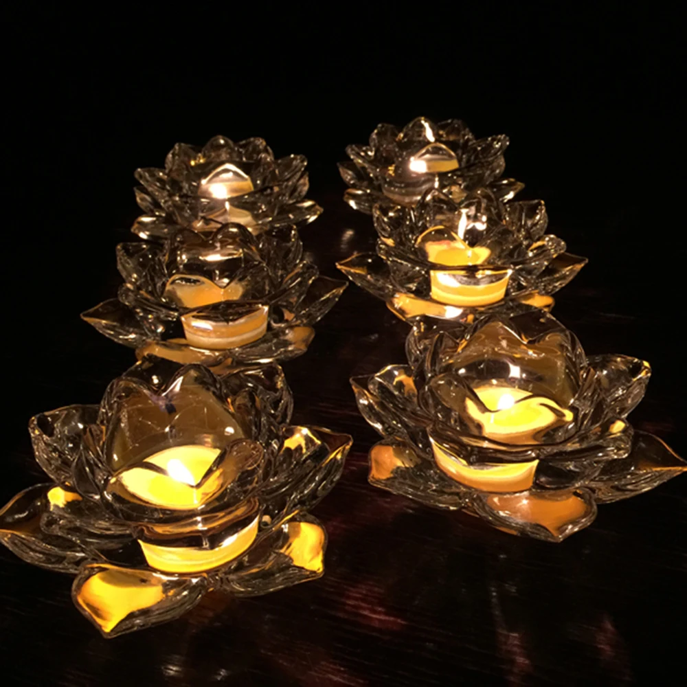 Ручной Работы Хрустальный цветок лотоса подсвечники 7 видов цветов подсвечник
