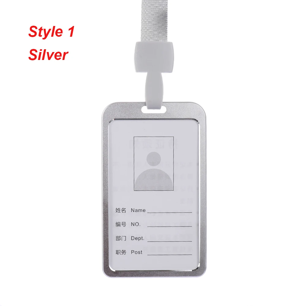 style 1 silver Офис школа ID Бизнес чехол держатель для карт алюминиевый сплав имя работника ID карта Обложка металлический рабочий сертификат идентификационный значок тег - Цвет: style 1 silver