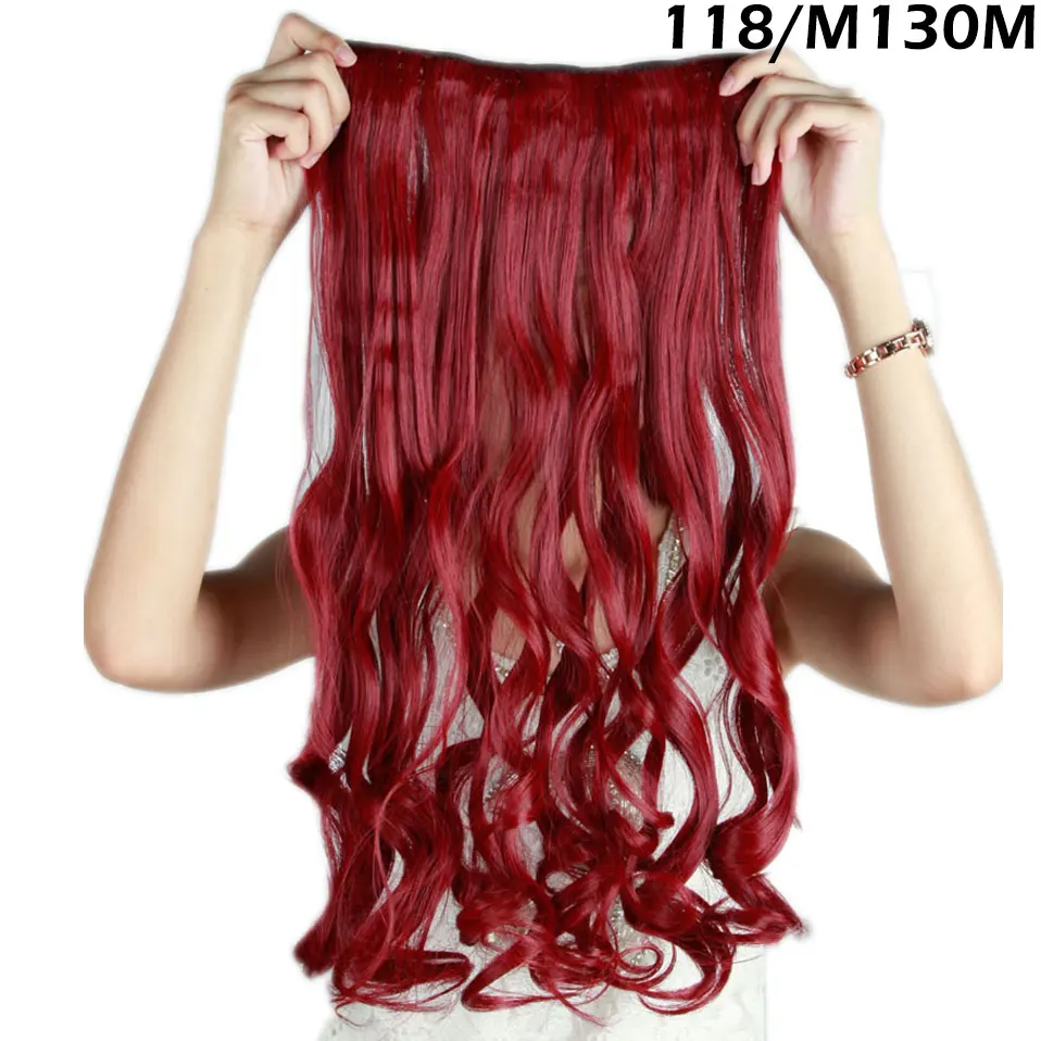 maroon red SNOILITE, 24 дюйма, синтетические кудрявые длинные волосы на заколках, цельные волосы для наращивания, наполовину полные волосы, черные, коричневые, красные волосы для женщин - Цвет: maroon red