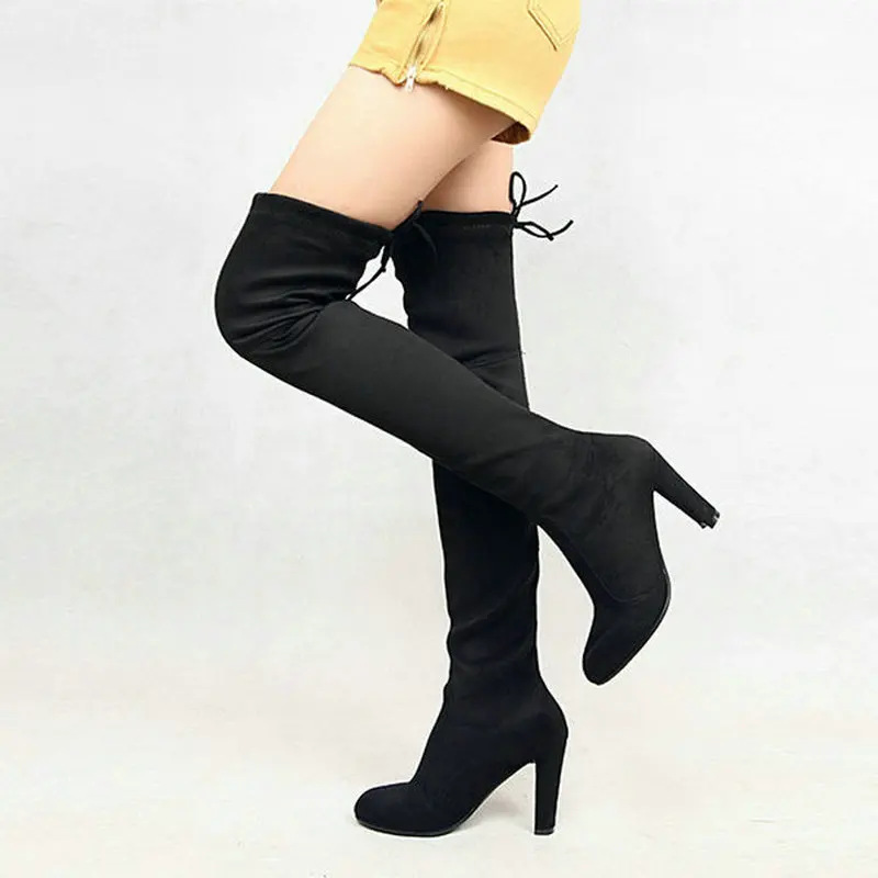 2020 женские сапоги с квадратным каблуком из натуральной кожи на высоком каблуке