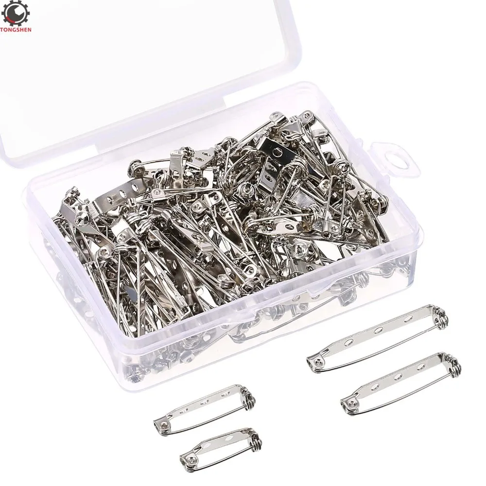 

100pcs Bar Pins Brooch Pin Backs Safety Clasp Brooch Back Safety Catch Bar Pins 38mm Connector Toggle Clasps Jewelry Accessory