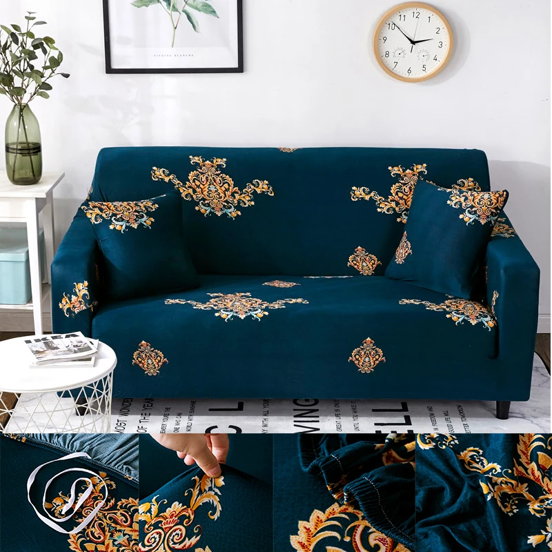 Винтажный эластичный полиэстеровый чехол из спандекса для гостиной дивана