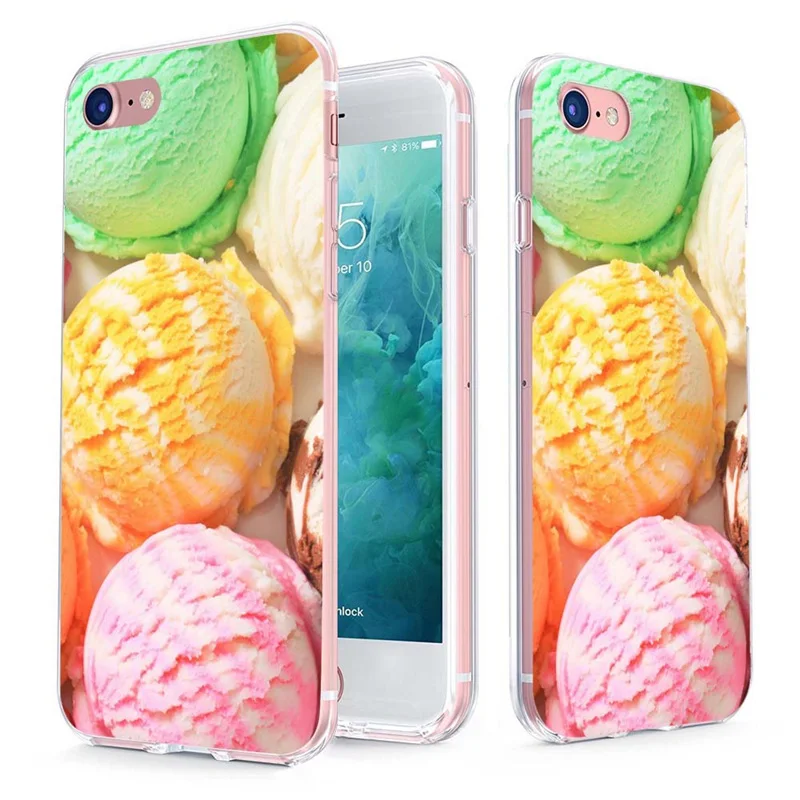 MLCRIYG Soft Phone Case For iPhone 6 6S Plus 7 7Plus 8Plus X TPU Colorful Ice Cream Painted Cute Pattern Fundas C018 |