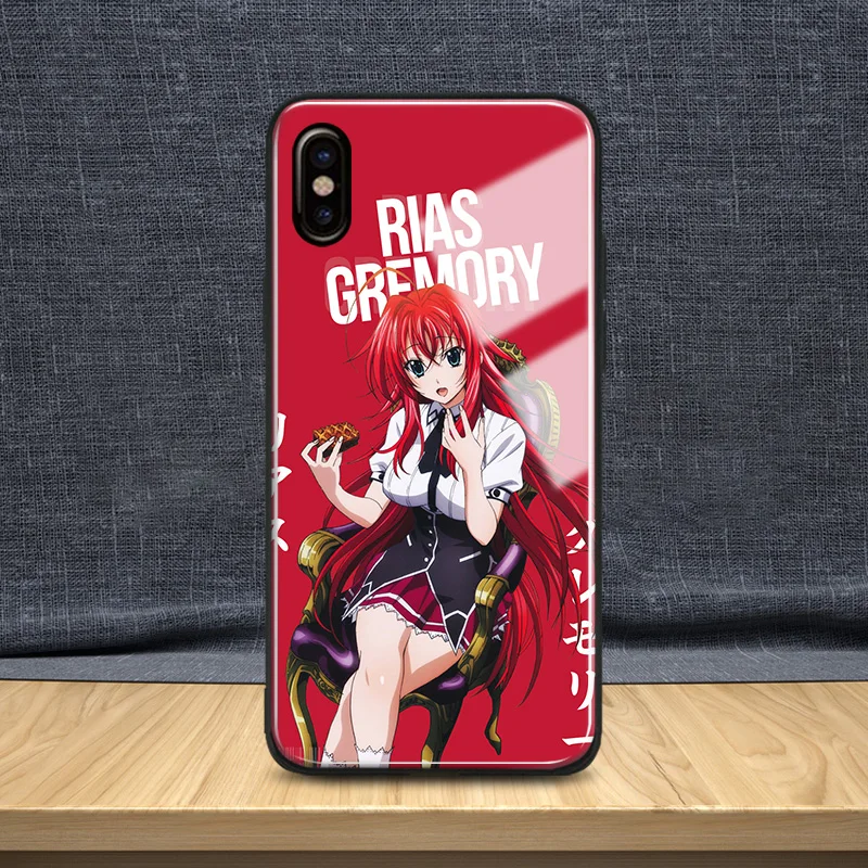 Rias Gremory средней школы DxD закаленное стекло Мягкий силиконовый чехол для телефона