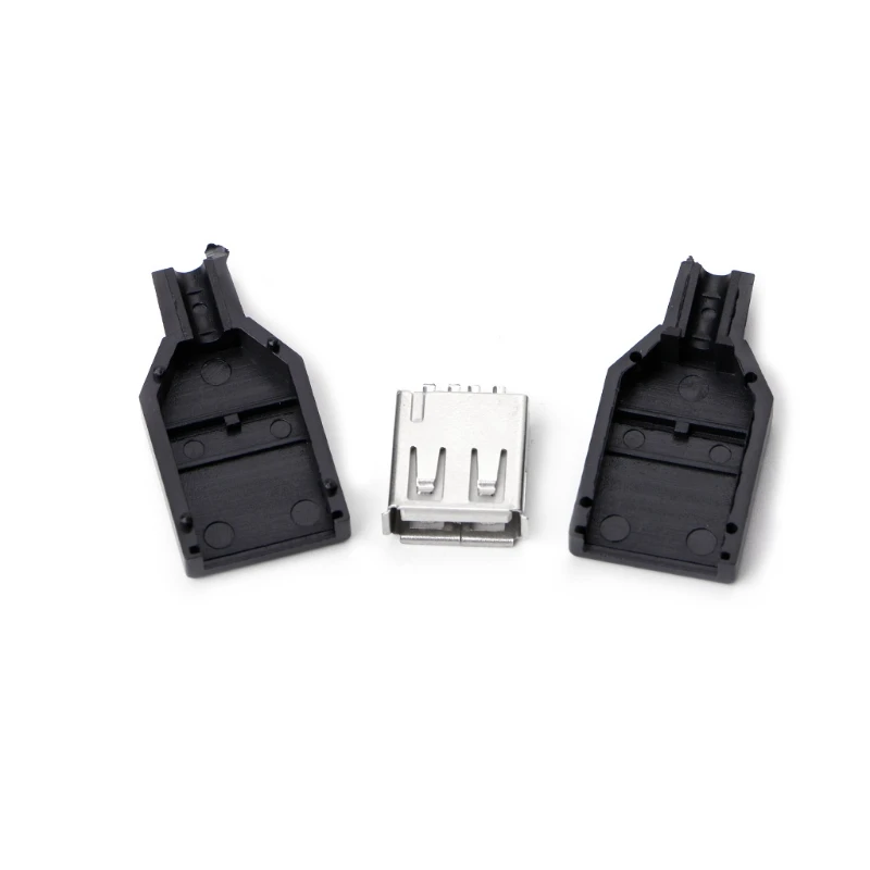10 комплектов 4-контактный разъем USB типа А Мама с черной пластиковой крышкой |