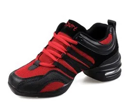 729 blk red Новинка, танцевальная обувь для девочек, спортивная мягкая подошва, дышащая женская обувь для тренировок, Современная обувь для джазовых танцев, кроссовки, бесплатный подарок - Цвет: 729 blk red