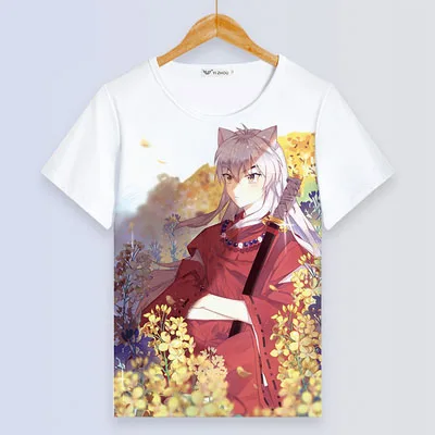 Inuyasha, футболка, аниме, кикио, футболка, женская футболка, Higurashi Kagome Sesshoumaru, косплей, короткий рукав, топы, мужские футболки - Цвет: 08