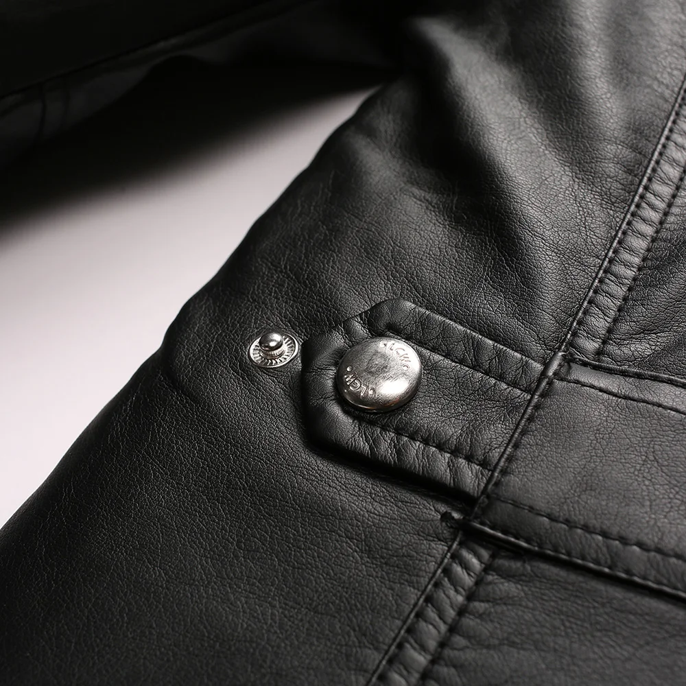 Куртка мужская из экокожи брендовая Повседневная однотонная одежда модная