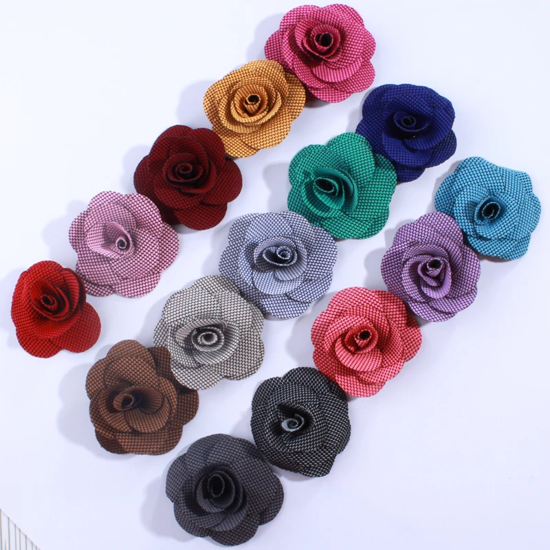 50 шт 5 см 16 цветов для U Pick Small Layerd Burlap Puff Rose Ткань Цветы Свадебная Цветочная