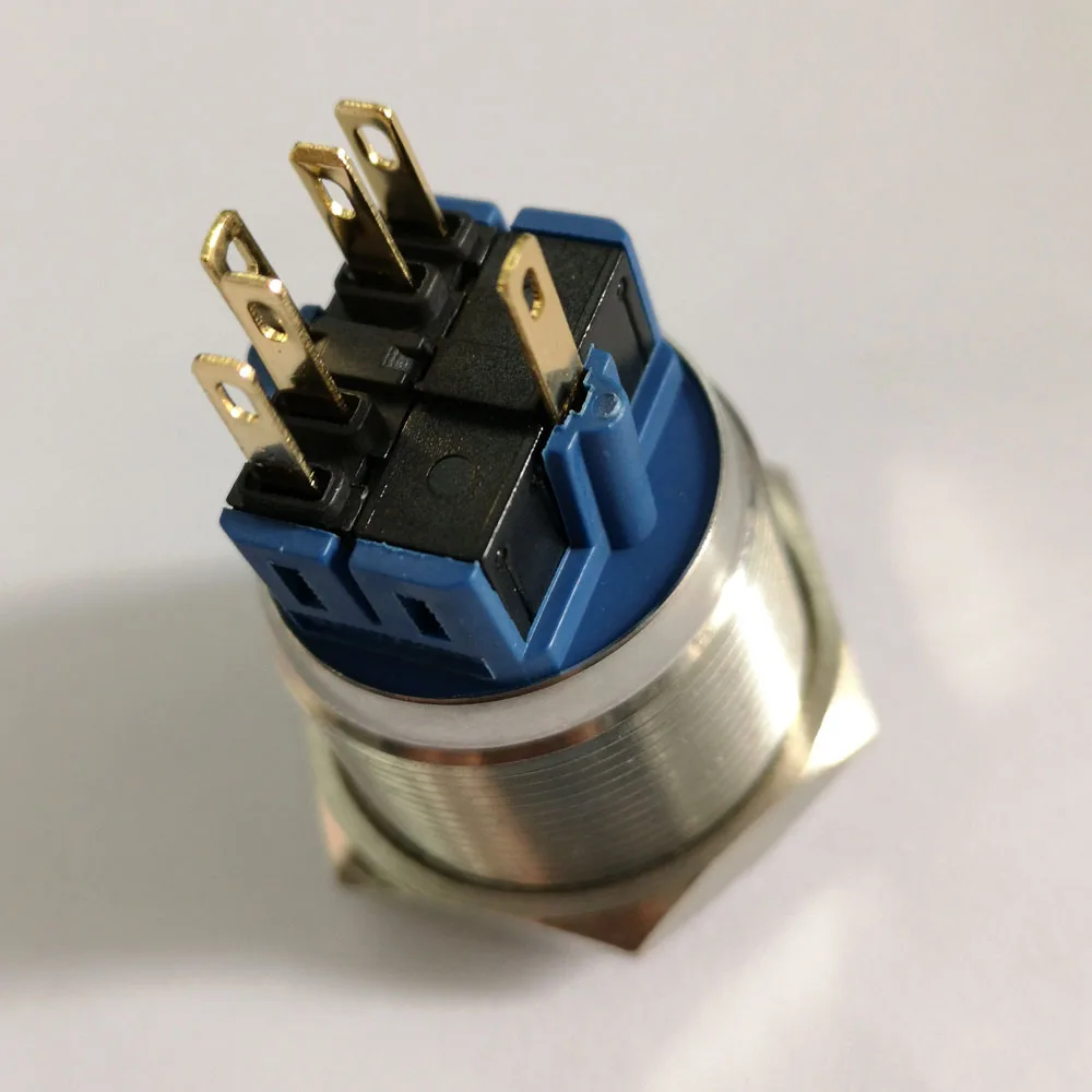 25 мм Мгновенный 1NO1NC кнопочный переключатель красный зеленый желтый белый синий