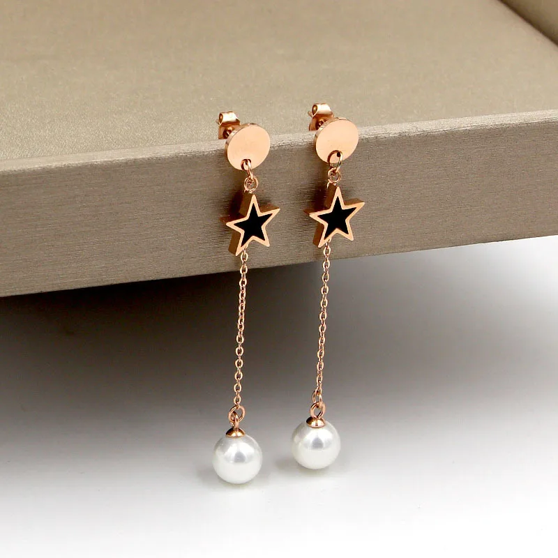 Серьги гвоздики YUN RUO из титановой стали женские стильные украшения с черной