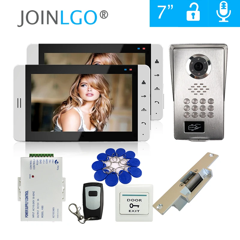 Бесплатная доставка 7 &quotЖК экран видеодомофон комплект 2 монитора RFID код