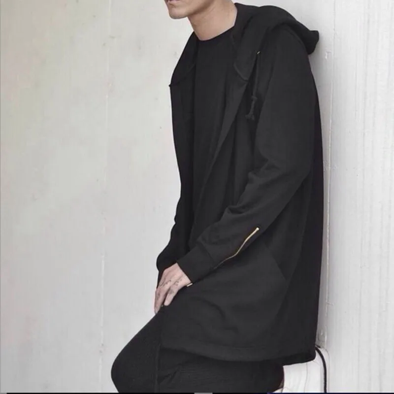 Мужская толстовка с капюшоном свободная в стиле хип-хоп длинными рукавами