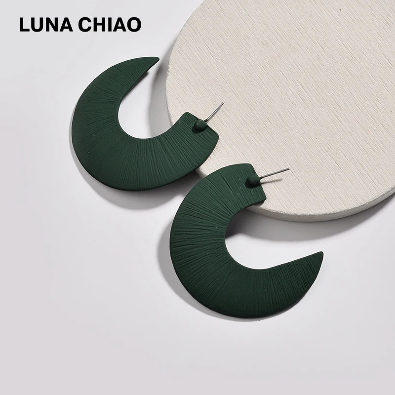 Серьги-гвоздики LUNA CHIAO металлические матовые с покрытием ed лиловые оливковые