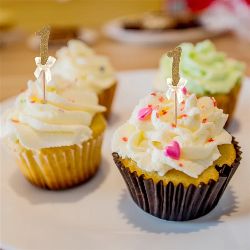 10 шт. первый день рождения кекс верхние части 1 е украшение для вечеринки
