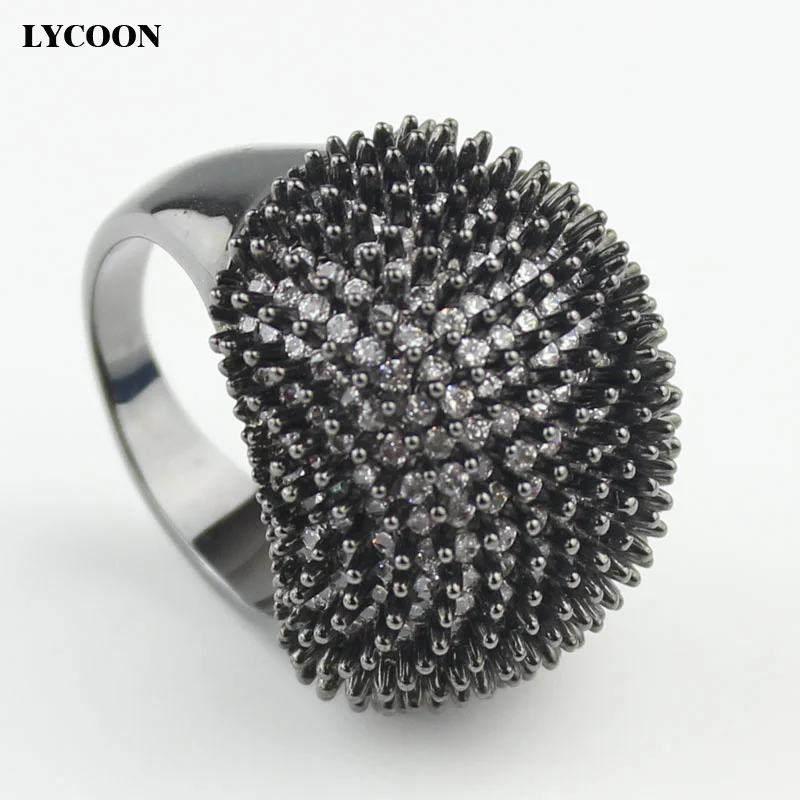 Новые элегантные черные кольца LYCOON в форме шарика для ногтей с черным покрытием