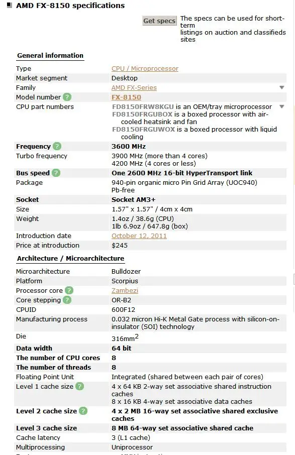 AMD FX-8150 FX 8150 cpu 125 W 3,6 GHz разъем AM3+ 32nm 8 MB Восьмиядерный Рабочий стол обрезные части