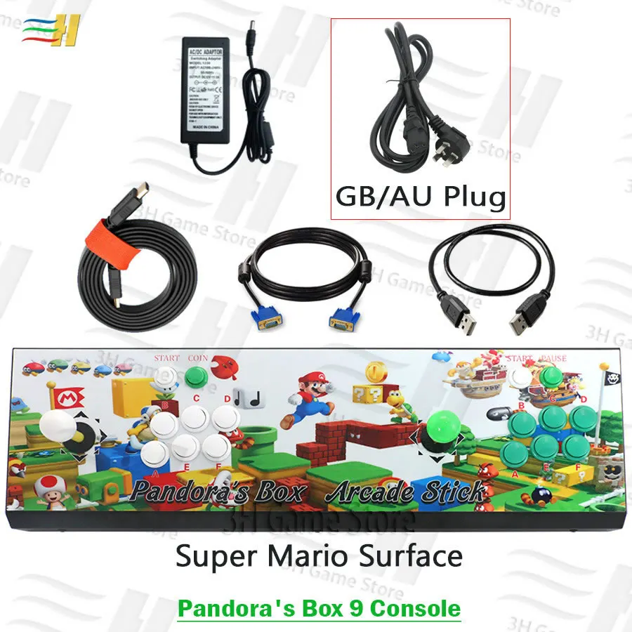 PB9 super mario GB Pandora Box 9 1500 В 1 аркадная игровая консоль 2 игрока джойстик кнопки консоль HDMI VGA usb джойстик для ПК ps3 ТВ 5S 6s pacman - Цвет: PB9 super mario GB