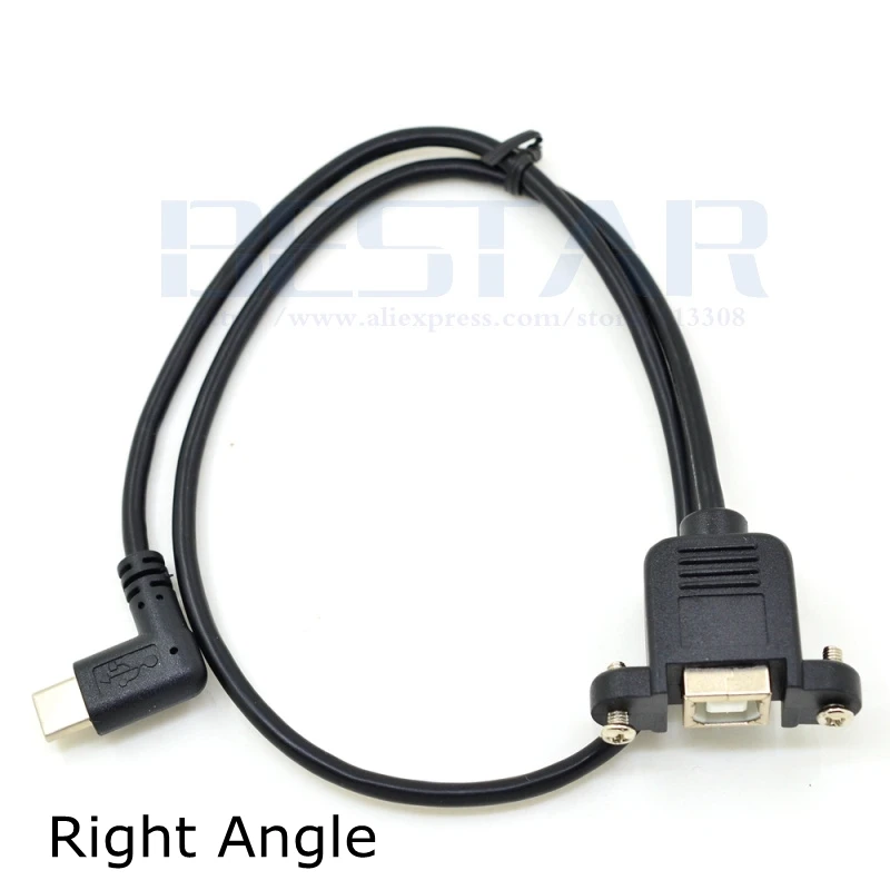 Кабель с прямым углом 0 5 м USB 3 1 Type C папа на 2 B Тип мама для монтажа панели 50 см