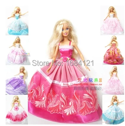 

Free Shipping,15items= Dress + Shoes + Hangers Handmade Gown Dress Clothing For Barbie Doll, 100 styles for choose
