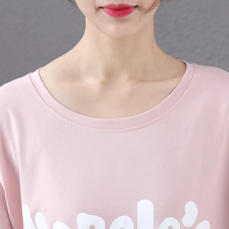 2021 летнее платье размера плюс с коротким рукавом женская футболка буквенным