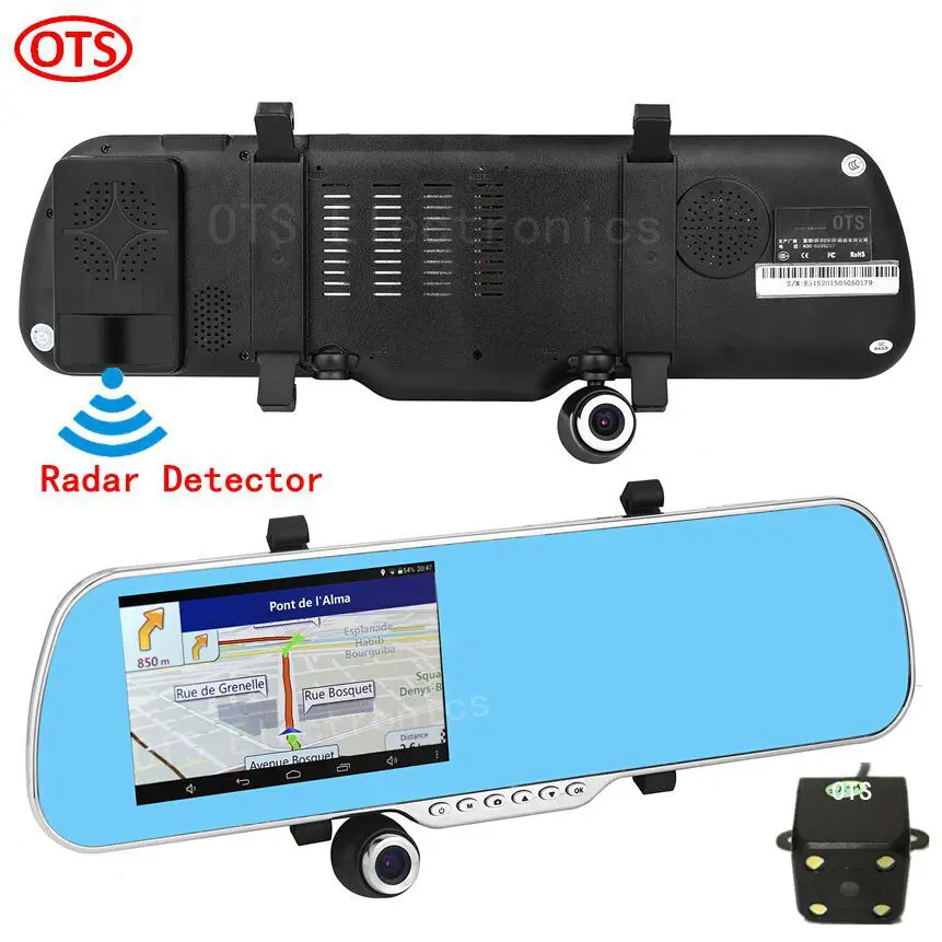 5 дюймов Android GPS Навигации DVR Радар-Детектор Зеркало Заднего вида FHD 1080 P 4.4.2 Allwinner 23