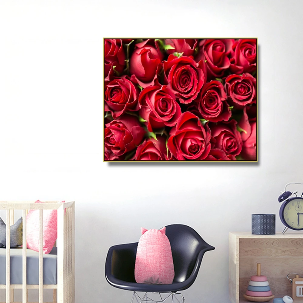 Laeacco холст каллиграфия Раскрашивание красных роз постеры и принты романтические