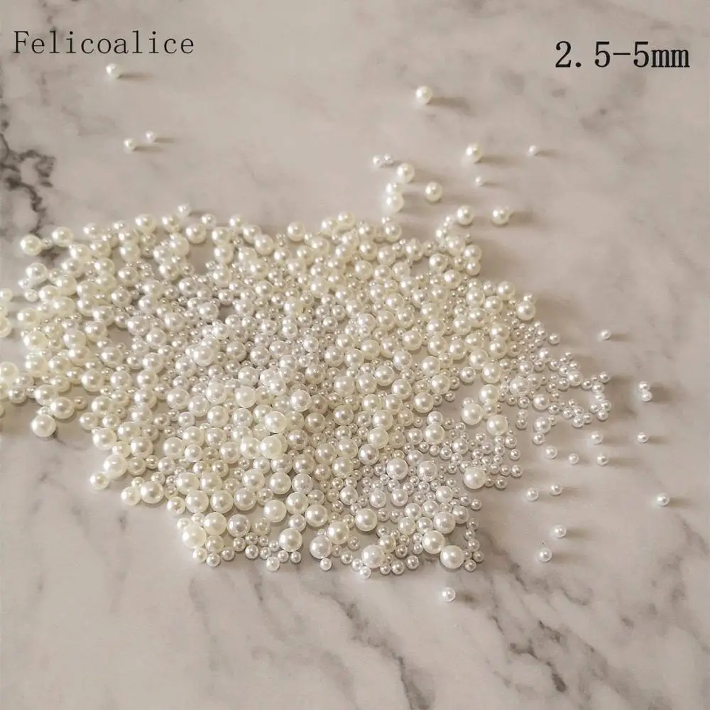 White 500pcs 500 шт, 2,5-5 мм, разные размеры, случайная смесь цветов, без отверстий, жемчуг, круглые бусины для рукоделия, украшение для альбома - Цвет: White 500pcs