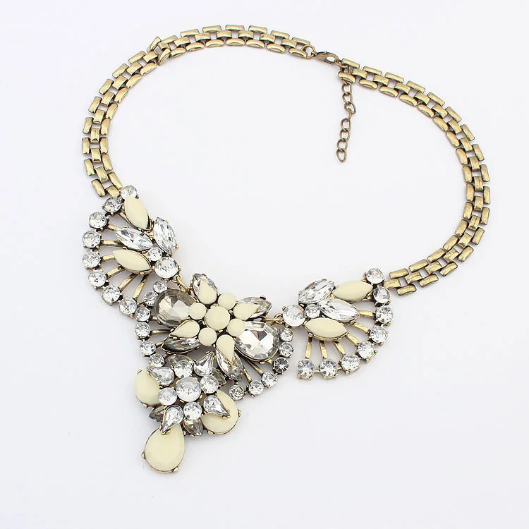 New 2015 Hot Vintage Fashion Statement Necklaces for Women sweet Luxury Angle Wings Rhinestone Beads Gem necklaces N39 | Украшения и