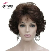 short curly dark auburn synthetic hair full wig womens thick wigs for everyday