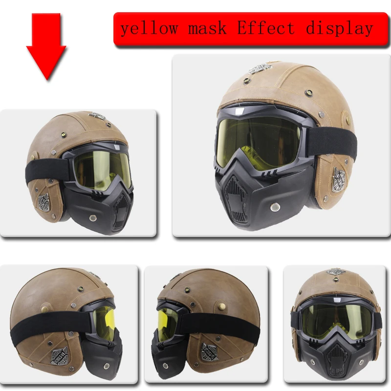 Винтажный мотоциклетный шлем 5 цветов доступные линзы подходят для всех видов