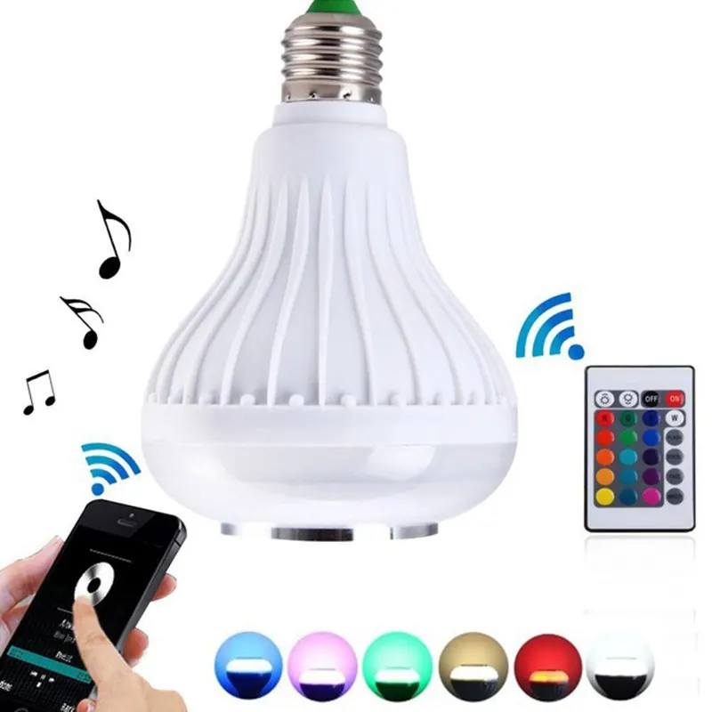 Беспроводной Bluetooth динамик 12 Вт RGB лампа E27 светодиодная 100 240 В 110 220 умный