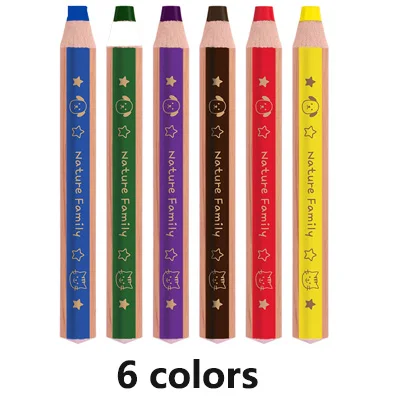 6 colors-6596 Для кулинарно-деликатесной продукции 6/12 цветных карандашей толстый стержень студент карандаши для рисования набор канцелярских принадлежностей для детей с рисунком из мультфильма Аниме crayon карандаши школьные канцелярские товары для рукоделия - Цвет: 6 colors-6596