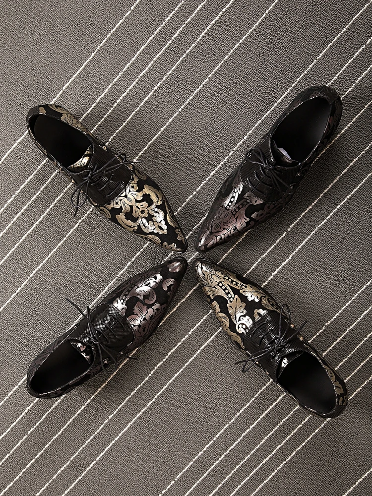 Zapatos Hombre Vestir/Свадебная обувь на шнуровке с золотым принтом Мужская официальная