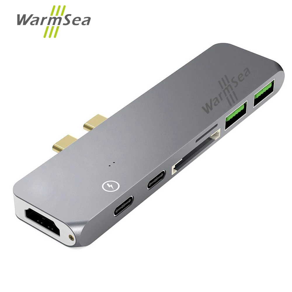 Usb type C концентратор адаптер док-станция Thunderbolt 3 с USB-C HDMI 4 К USB 0 SD и Micro кардридер для