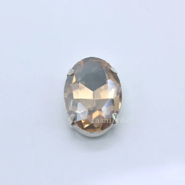 gold champagne 30p 6x8 мм овальные цветные бусины для изготовления ювелирных изделий, хрустальный стеклянный модный камень, пришивные стразы с плоским основанием, серебряная установка, сделай сам, одежда - Цвет: gold champagne