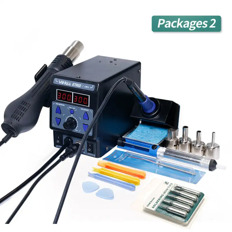8786D-I package 2 YIHUA 8786D паяльная станция с цифровым дисплеем, пистолет, сварка тепловой пушкой, паяльная станция BGA, паяльная станция - Цвет: 8786D-I package 2