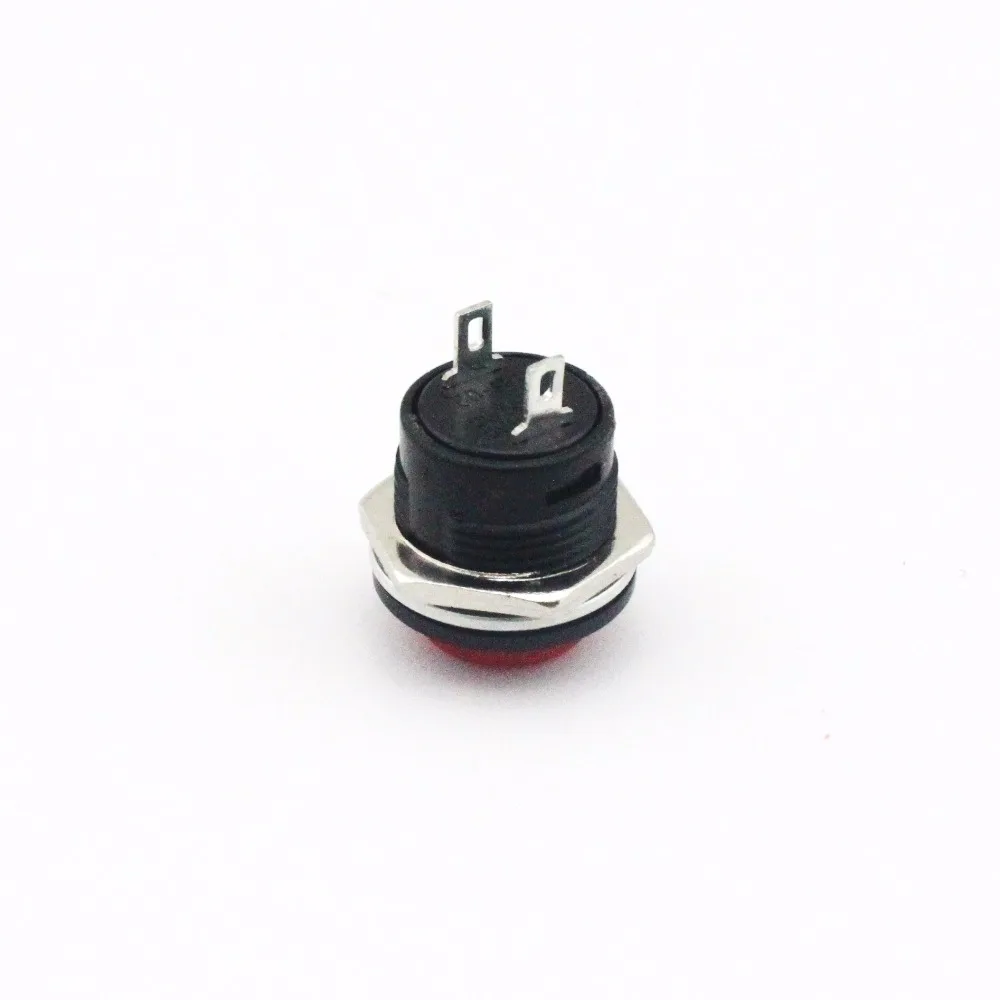 10 шт. AC 250V 3A 16 мм панельный монтажный SPST Мгновенный кнопочный переключатель |