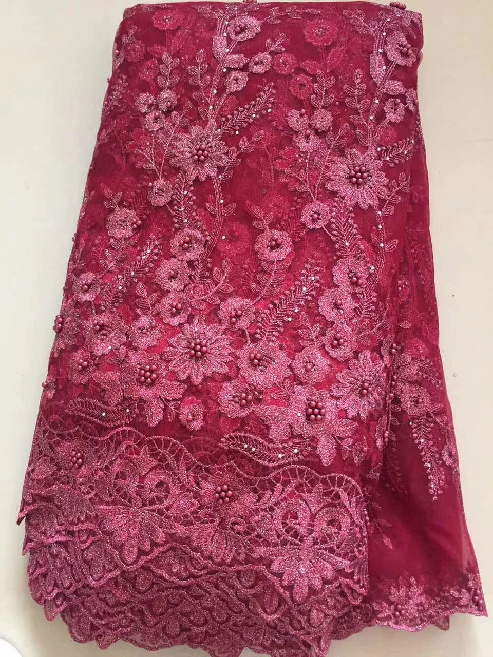 French Lace Fabric Swiss Voile High Class African Tulle Laces Organza With Beads Embroidery For Sewing Women Dress | Дом и сад