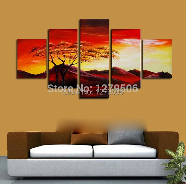 

Handmade Paintings On Canvas Wall Art Abstract Picture Red Sunset Glow Home Decoration For Living Room