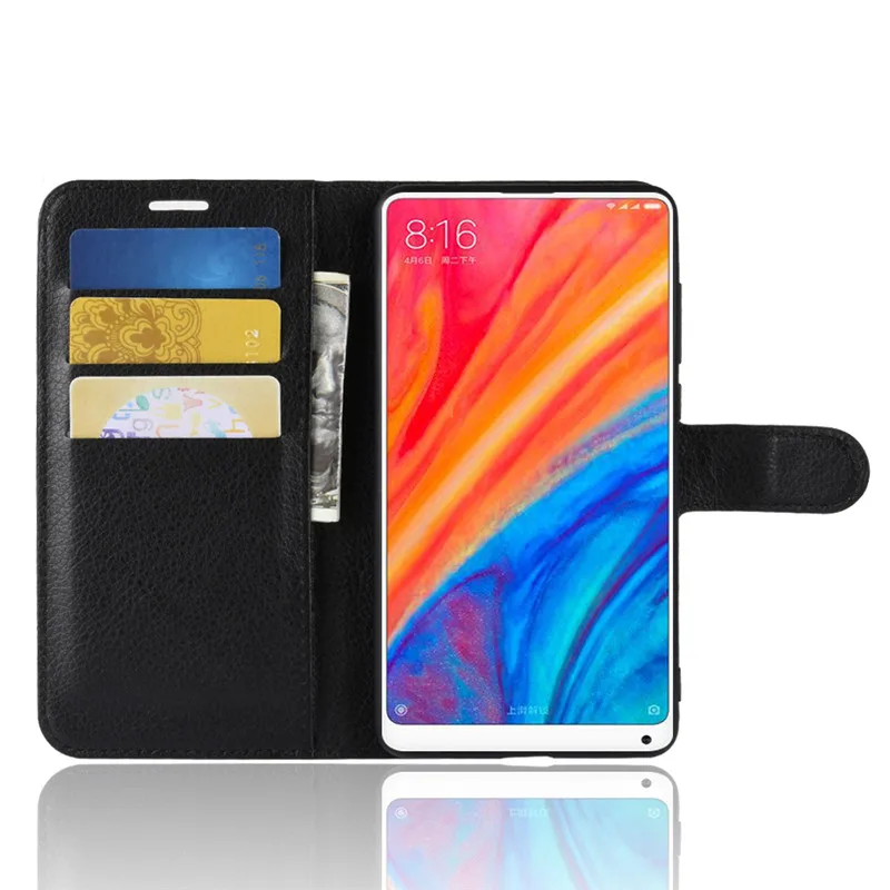 Для Xiaomi Mi Mix 2 S Чехол Флип карты Слоты Бумажник PU кожаный чехол для телефона Личи