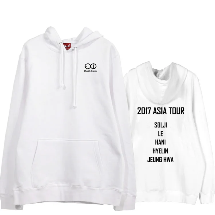 

Exid 2017 aisa tour all member name printing pullover hoodie for kpop fans unisex loose fleece sweatshirt autumn winter