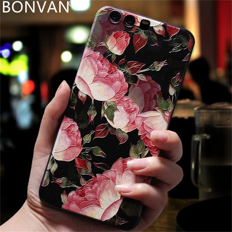 Чехол BONVAN с рельефным цветком для Huawei Honor 9 Lite мягкий силиконовый чехол 8 Pro P8 P9 2017 P10